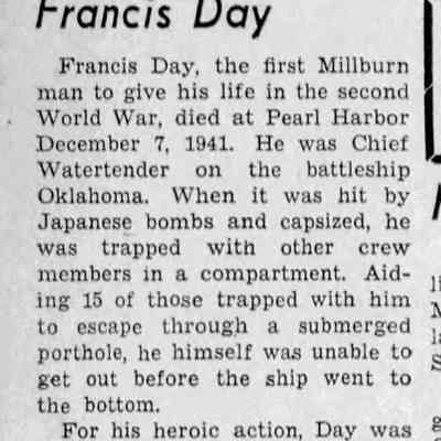 Article in the Item of Millburn-Short Hills, September 6, 1945