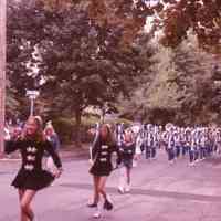          Millburn High School Majorettes with Marissa Faenza Crean in front, followed by Paula Heller.
   
