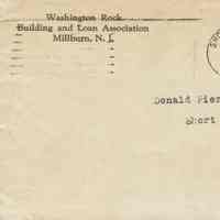 Bank: Washington Rock Building and Load Association Envelope, 1927