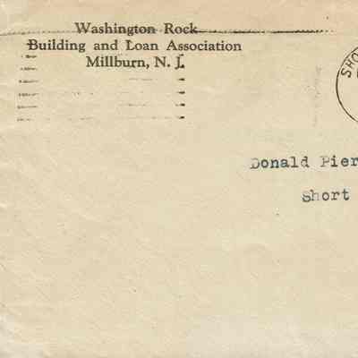 Bank: Washington Rock Building and Load Association Envelope, 1927