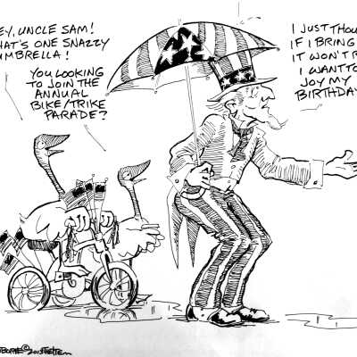 Harry Trumbore: July 4th Cartoon, Uncle Sam's Umbrella, The Item 2013