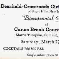 Deerfield-Crossroads: Deerfield-Crossroads Civic Association Bicentennial Gala Card, 1976