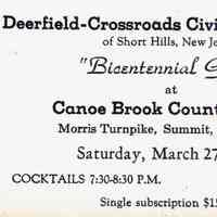          Deerfield-Crossroads: Deerfield-Crossroads Civic Association Bicentennial Gala Card, 1976 picture number 1
   