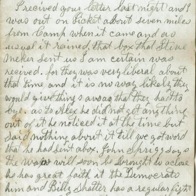 Parsil: Samuel B. Parsil Civil War Letter, November 27, 1862
