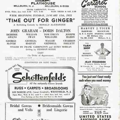 Paper Mill Playhouse Program: Time Out For Ginger, 1955