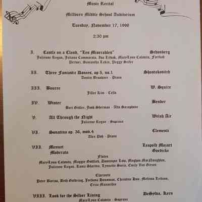 Millburn Middle School: Music Recital - 11/17/1998