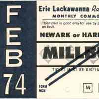 Railroad: Erie Lackawanna Monthly Commutation Ticket, 1974