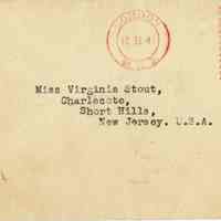 Stout: Virginia Stout Envelope, 1941