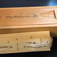 Hartshorn: Wooden Box with Stewart Hartshorn, Jr. Cloth Labels