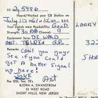          Radio: Bjorn Swanstrom KBG0243 Ham Radio Postcard, 1961 picture number 2
   