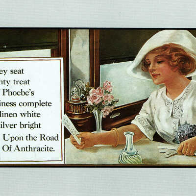 Railroad: Lackawana Railroad Advertising Postcard: Phoebe Snow for the Road of Anthracite Campaign, c. 1910