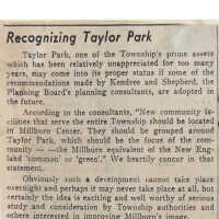 Taylor Park, Recognizing Taylor Park Article, 1963