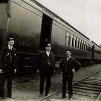 Marshall-Schmidt Album: Delaware, Western and Lackawanna Railroad Car 1407 and 3 Workers