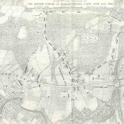 Battle of Springfield: Map of British forces in Elizabethtown Point, 1780