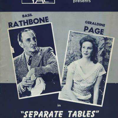 Separate Tables with Basil Rathbone & Geraldine Page, 1957 Paper Mill Playhouse Souvenir Program