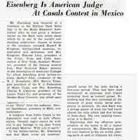          Millburn Art Center 1959 Scrapbook: Eisenberg American Judge at Casals Contest, 1959 picture number 1
   