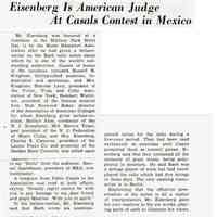 Millburn Art Center 1959 Scrapbook: Eisenberg American Judge at Casals Contest, 1959