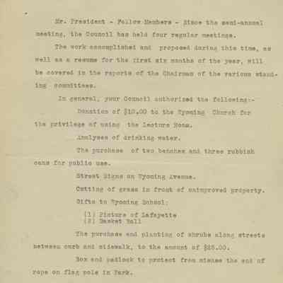 Wyoming Civic Association: Annual Meeting Report of the Secretary, 1917