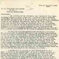 Wyoming Civic Association: Edward Worden Endorsement of Henry Acken, 1909