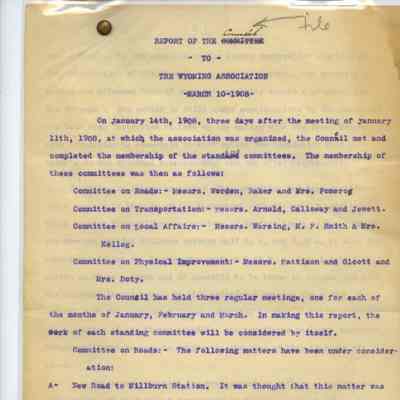 Wyoming Civic Association: Report of the Council, 1908