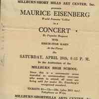 Millburn Art Center 1945 Scrapbook: Millburn High School Concert Advance Publicity, 1945