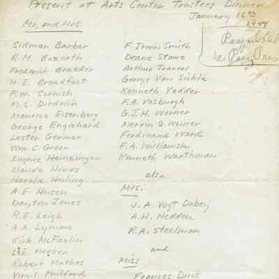 Millburn Art Center: Trustees List, 1944