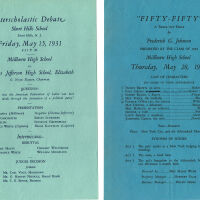 Millburn High School Interscholastic Debate & Fifty Fifty Play Flyers, 1931