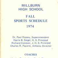 Millburn High School: Fall Sports Schedule, 1974