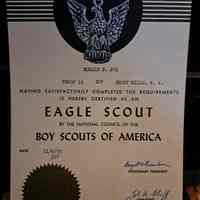 Joy:Ronald Joy Eagle Scout Certificate, 1953