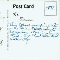 Brison: Millburn High School as Brison Farm Site Postcard, 1931