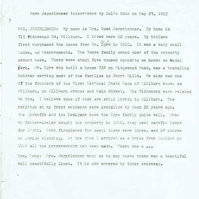 Oral History: Jegerlehner, Rose, May 23, 1983