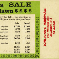          Lonergan's Hardware Store Lawn Care Advertisement, 1958 picture number 1
   