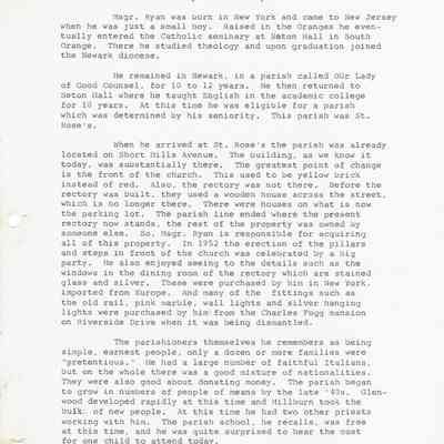 Oral History: Ryan, Monsignor, 1982