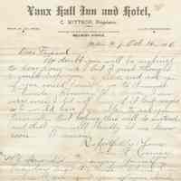 Flanagan: John Kearney letter on Vauxhall Inn Stationery, 1906