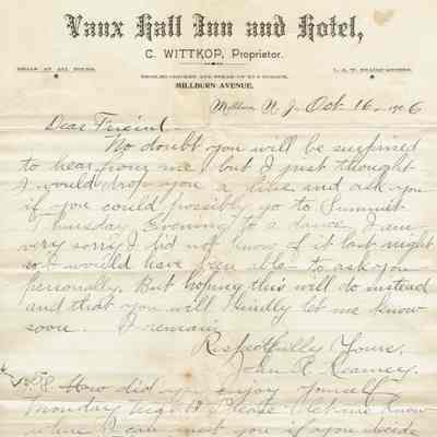 Flanagan: John Kearney letter on Vauxhall Inn Stationery, 1906