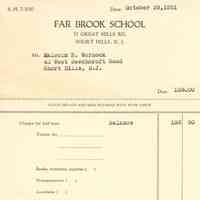 Far Brook: Receipt from Far Brook School, 1951