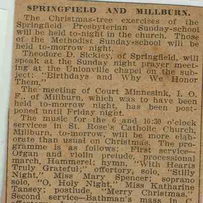 Flanagan: St. Rose Christmas Music, Shifting of Lackawanna Track at Wyoming Station, 1902