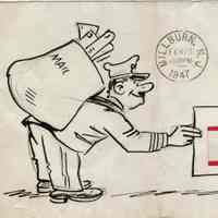 Cartoon Sketch on Envelope, 1947