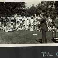 Millburn Art Center 1946 Scrapbook: Magician Leslie Guest Performing at the Village Festival in Taylor Park, 1946