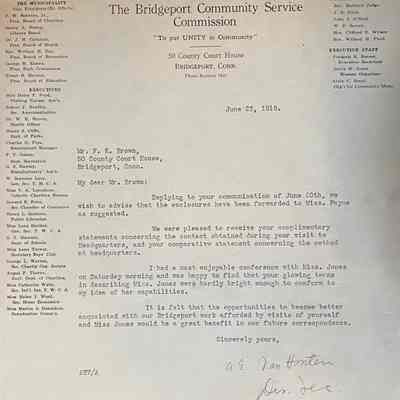 Voorhees: Letters to the Bridgeport Community Service Commission about Stella Voorhees (1919)