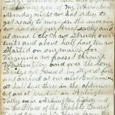 Parsil: Samuel B. Parsil Civil War Letter, October 29, 1862