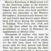          Millburn Art Center 1959 Scrapbook: Eisenberg American Judge at Casals Contest, 1959 picture number 2
   
