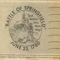 Battle of Springfield: "Give em Watts" Postmark Design, 1980