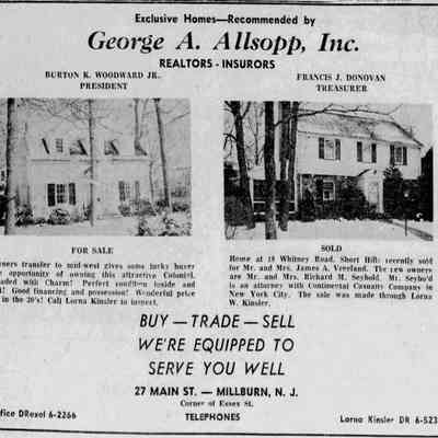 Listing of sale from Mr. and Mrs. James Vreeland to Mr. and Mrs. Richard Seybold, Item, March 29, 1962