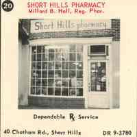 Short Hills Pharmacy: Short Hills Pharmacy, 40 Chatham Road, 1955