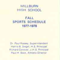 Millburn High School: Fall Sports Schedule, 1977