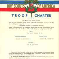 White Oak Ridge Chapel: Boy Scouts Troop #34 Charter and Flyers, 1955