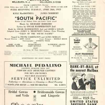Paper Mill Playhouse Program: South Pacific, 1955