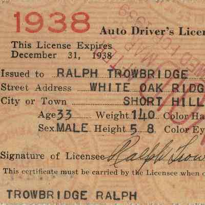 Trowbridge: Driver's Licenses, Registrations and Id Cards, 1938-42