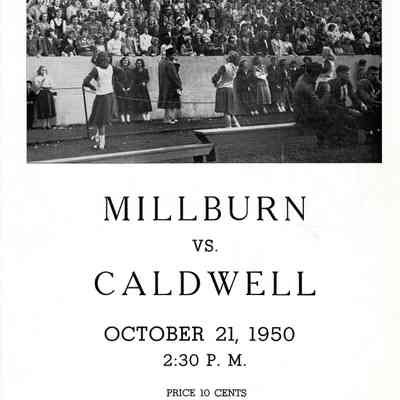 Football: Millburn vs. Caldwell Program, 1950